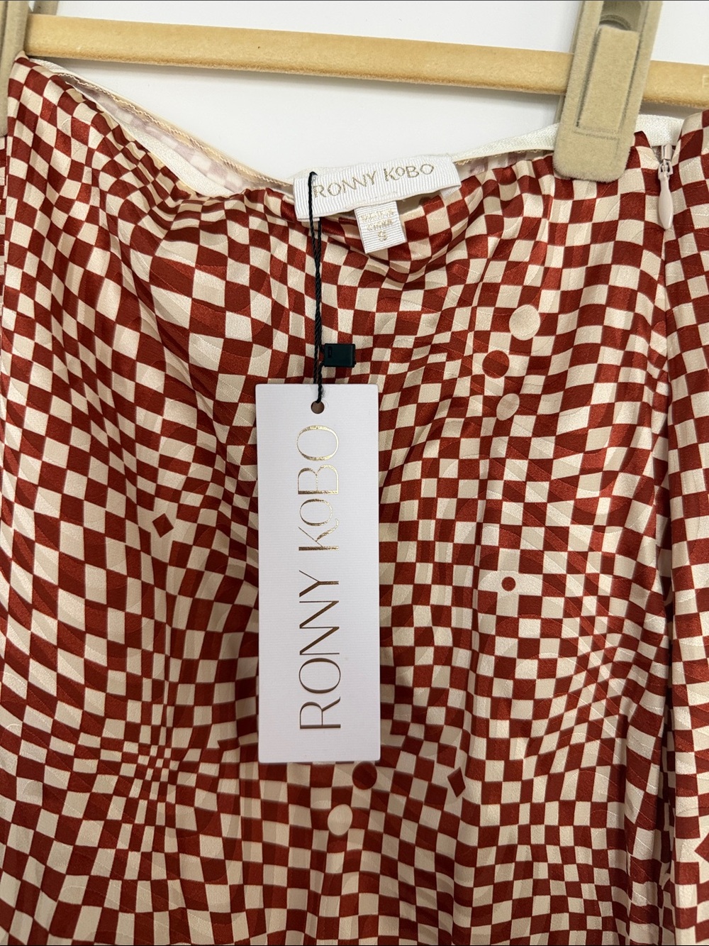Madewell Checkerboard Maxi Skirt in Red and Cream - Picture 2 of 2